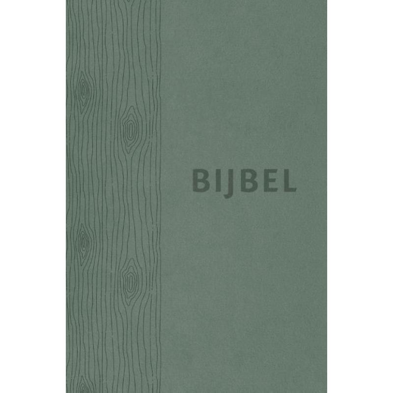 HSV Bijbel 12 x 18 cm, groen leer, duimgrepen