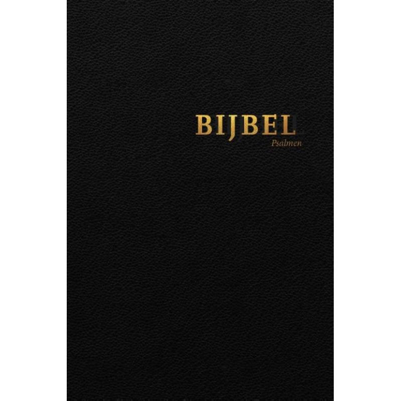HSV Bijbel met psalmen 12 x 18 cm,  zwart leer,  duimgreep, goudsnee, rits