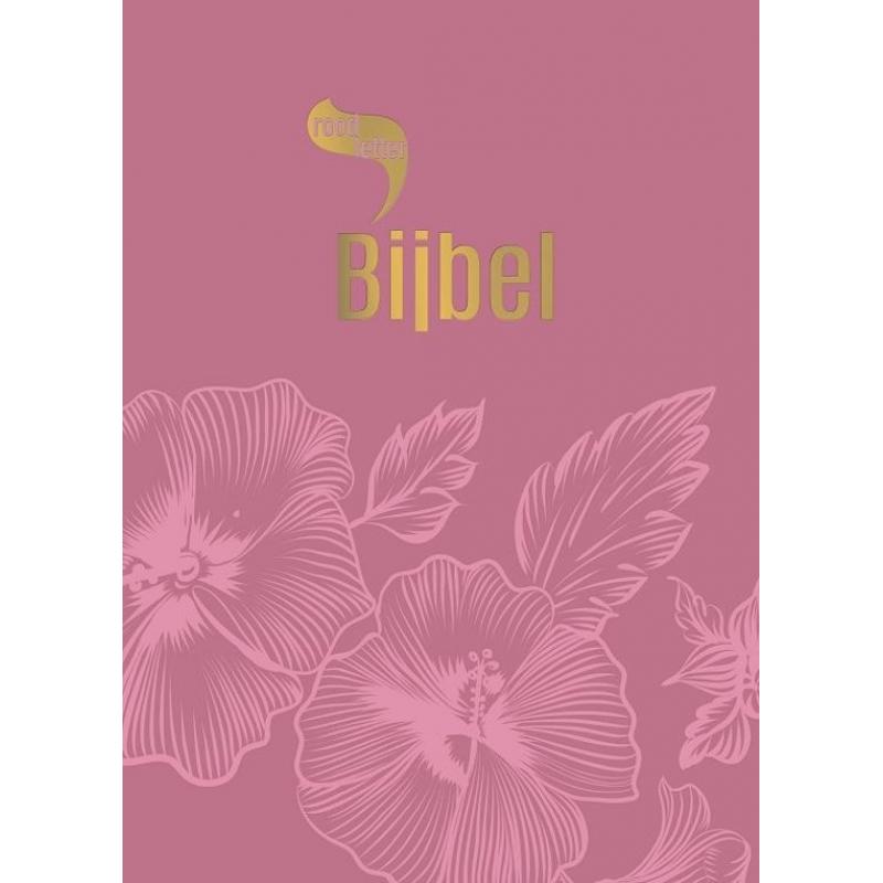 Roodletterbijbel design bloemen